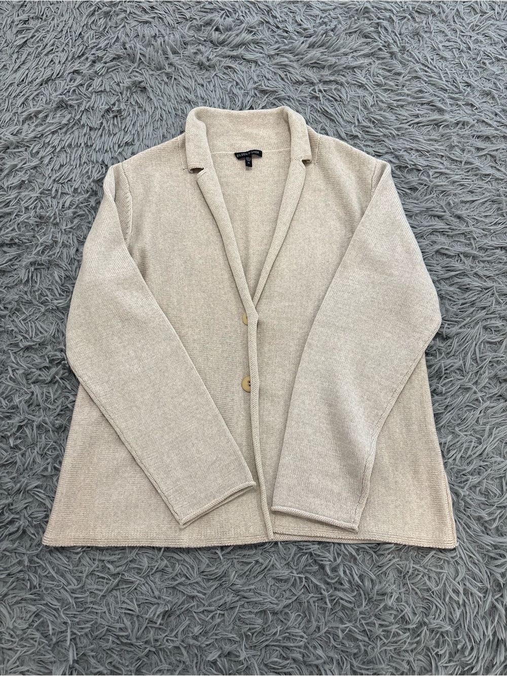 Eileen Fisher Women’s 100% Merino Wool Cardigan Blazer Medium Knit Minimalist